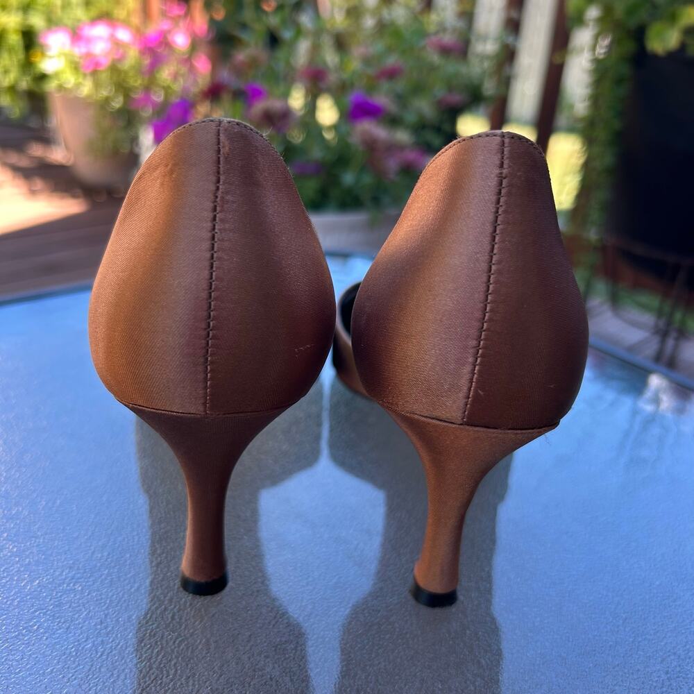 Antonio Melani Peony Womens 7.5 Brown Satin Jeweled D’Orsay Pumps Heels - Picture 6 of 11